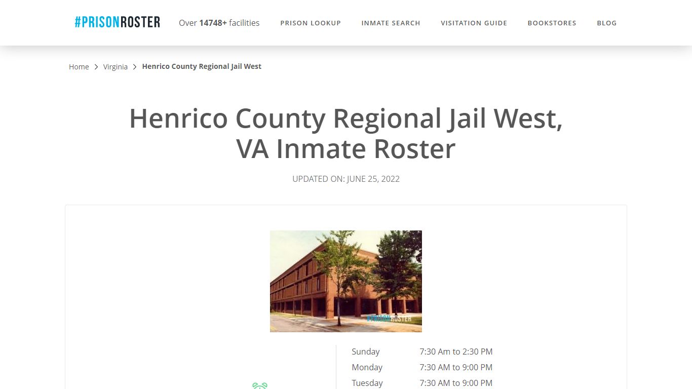 Henrico County Regional Jail West, VA Inmate Roster